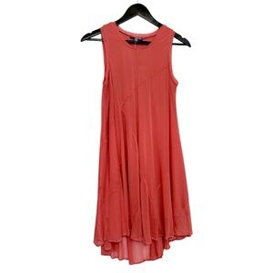 NWT Vivienne Vivienne Tam Burnt Coral Flowy Mesh Asymmetrical Tank Dress Small